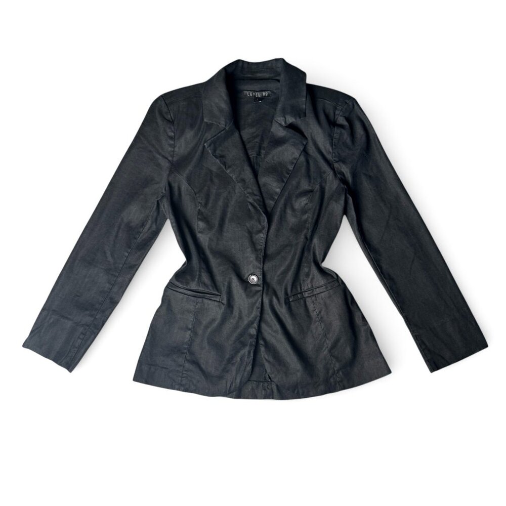 Level 99 Linen Blazer Black Women's Size Small‎